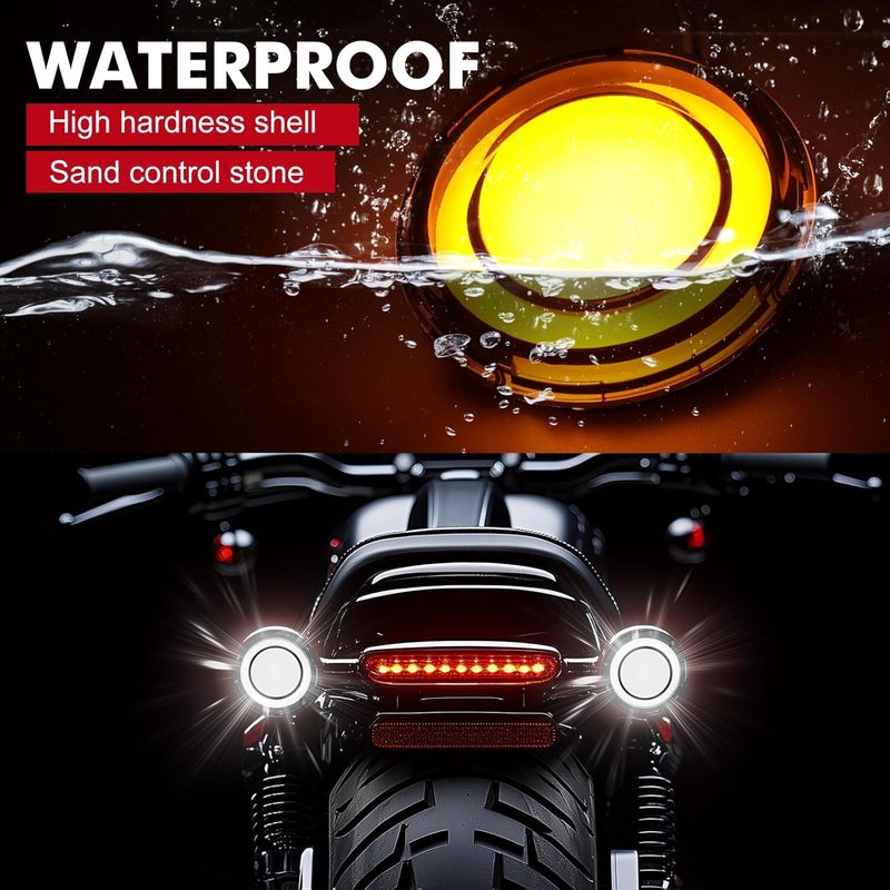 DREAMIZER Motorcycle 1157 Led Turn Signal Lights Front Rear 2 Inch Bullet Smoked Lens Turn Signal Lights Running Lights Compatible with Harley Touring Dyna Softail Sportster Street Glide Road Glide Road King - Image 4